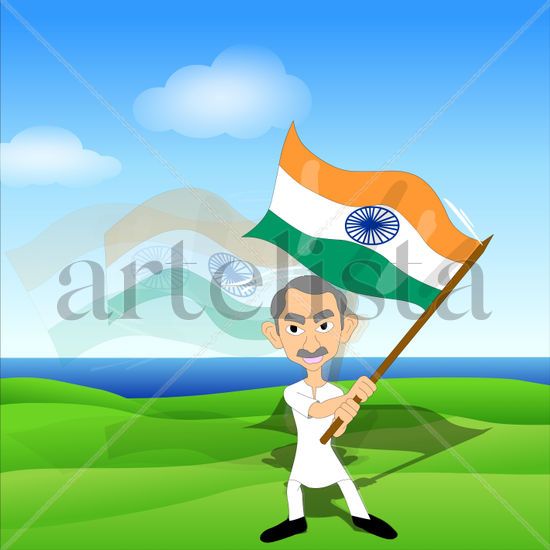 Man with Indian Flag 