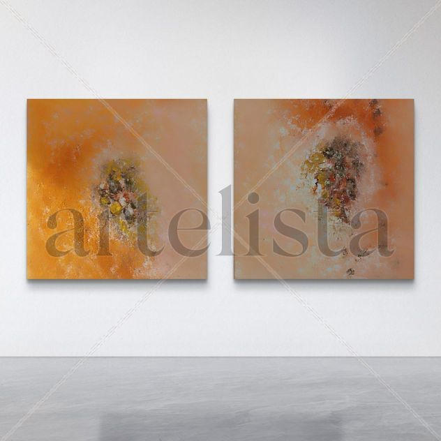 Arte de montaña acrílico texturizado pack 20x25cm, en marrón naranja rosa en acrílico , decoración del hogar para amantes de la naturaleza