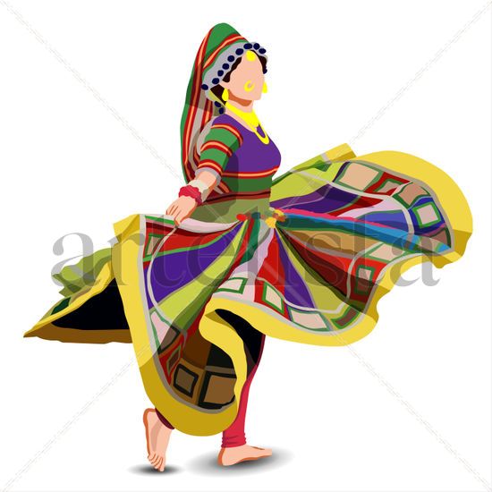 Indian woman in traditional costume dancing 