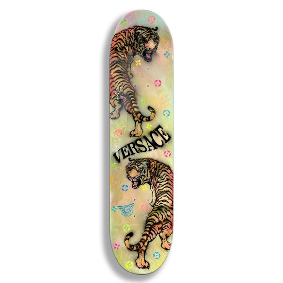 Versace Skateboard – Original Painting on Skateboard Wood Mixed