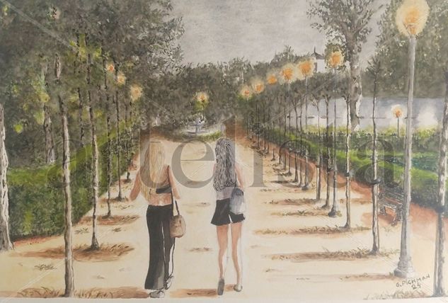 ""PASEO POR LOS JARDINES DE DELICIAS " Watercolour Paper Landscaping