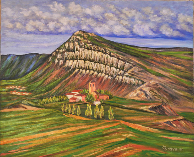 Aldea con montes Navarros Oil Canvas Landscaping