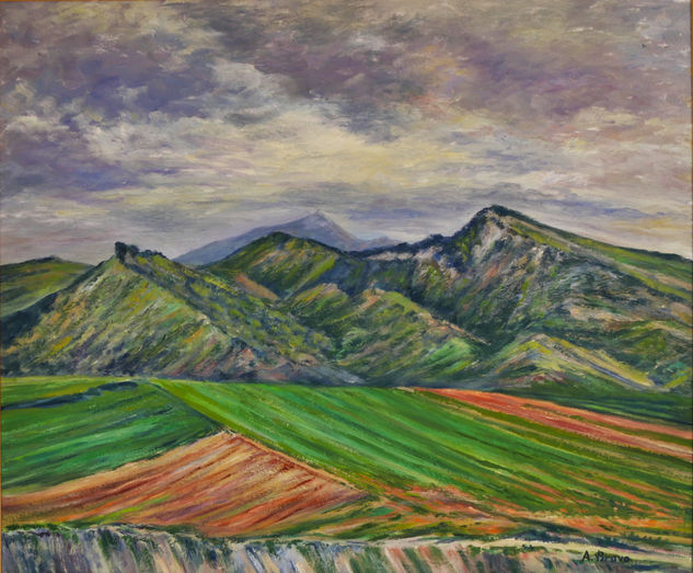 "Montes Navarros" (Pamplona) Óleo Tabla Paisaje