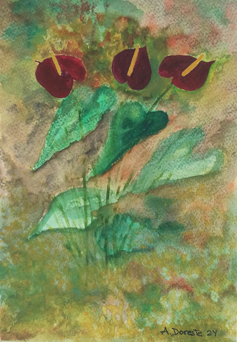 Anturios en el jardín