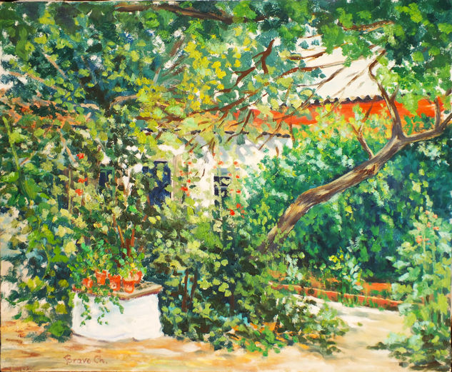 "Patio salvaje" (barrio Venecia) Óleo Lienzo Paisaje