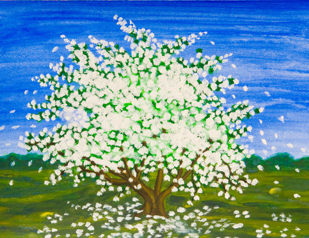 White spring tree 15 Acrylic Paper Landscaping