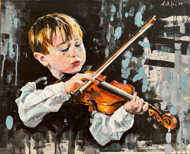 El Violinista Óleo Lienzo Retrato