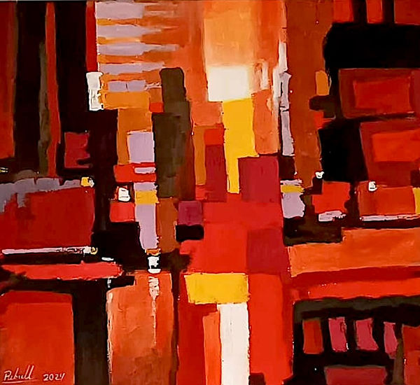 Ciudad en Rojo Acrylic Canvas Others