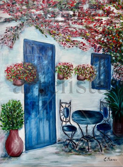 Casa de mi abuela Oil Canvas Landscaping