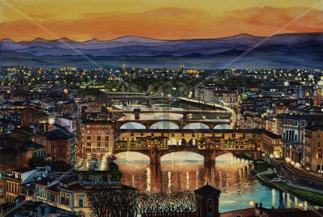 Firenze at twilight Watercolour Paper Landscaping