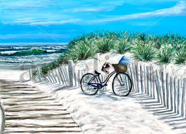 Escapada en bicicleta Oil Canvas Marine Painting