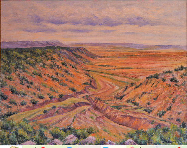 Vista del Desierto " ( Bardenas Reales) Oil Textile Landscaping