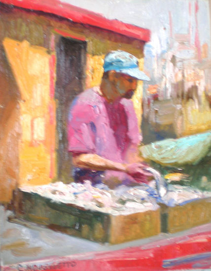 Pescador3 Oil Panel Marine Painting