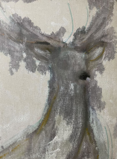 Contemporary abstract ''The Deer'' Mixed media Canvas Animals