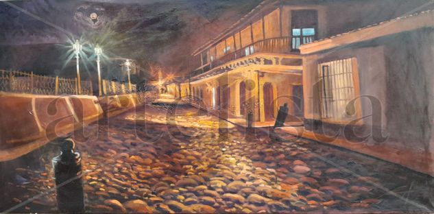 Calle Real del Jigue Oil Canvas Landscaping