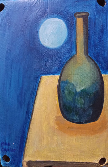 BOTELLA CON LUNA Acrylic Card Figure Painting