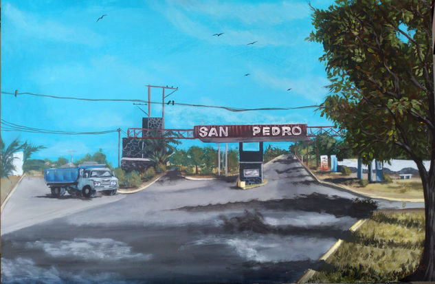 "Entrando a San Pedro  " Acrílico Tabla Paisaje