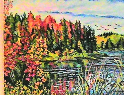 Bosque de Canada y lago Oil Canvas Landscaping