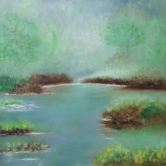 Bruma en el rio Oil Canvas Landscaping