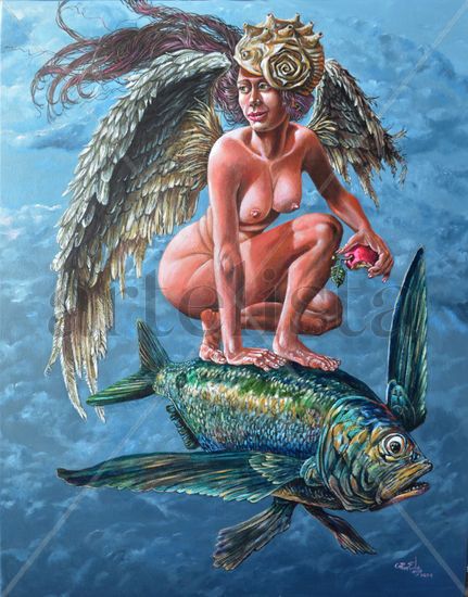 El viaje del ámgel. Acrylic Canvas Nude Paintings