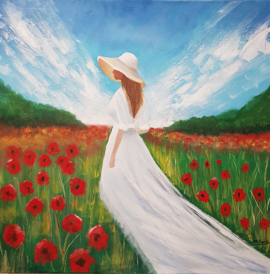 Paseo entre amapolas Oil Canvas Landscaping