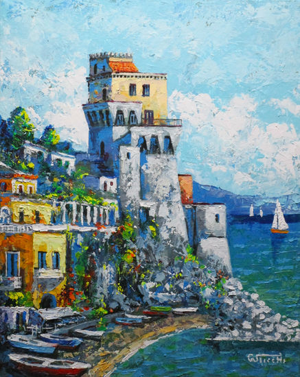 Cetara old style Acrylic Textile Marine Painting