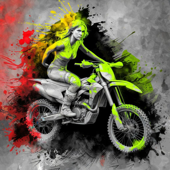 Mujer en motocross Acuarela Otros Retrato