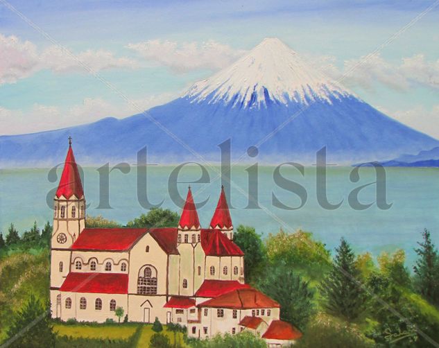 Iglesia de Puerto Varas, Chile. Oil Canvas Landscaping