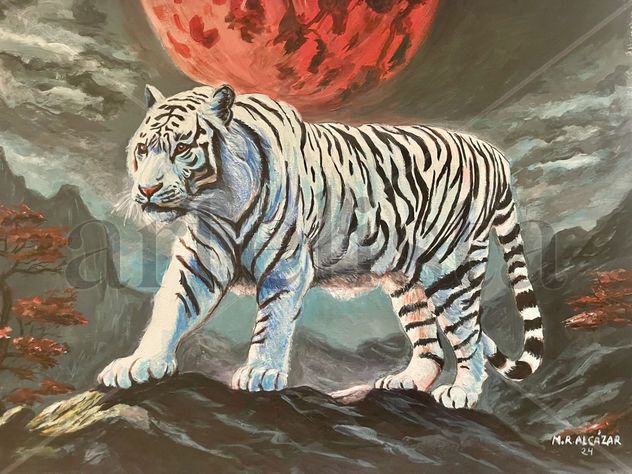 TIGRE BLANCO Y LUNA