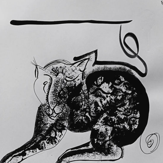 APUNTE PARA UN FELINO ALADO Monoprint