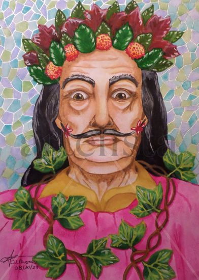 El hechicero surrealista Watercolour Paper Portrait