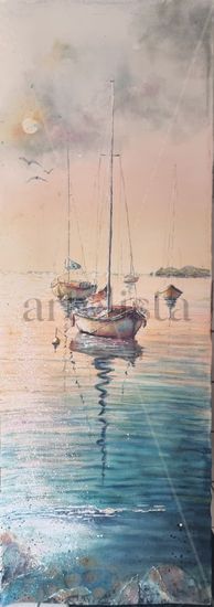 Barcos y cap prim Watercolour Paper Marine Painting