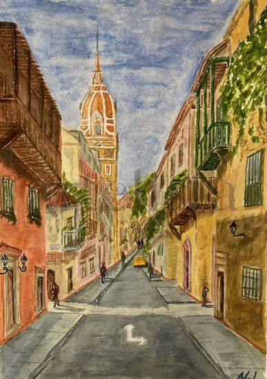 Cartagena de Indias Acuarela Papel Paisaje