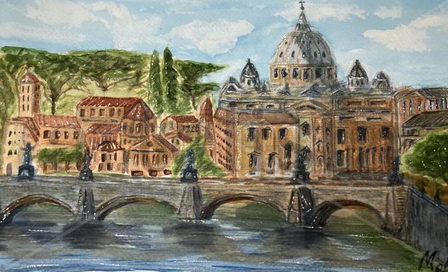 Roma Acuarela Papel Paisaje