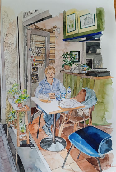 Restaurante Egipcio de Bilbao. Watercolour Paper Figure Painting