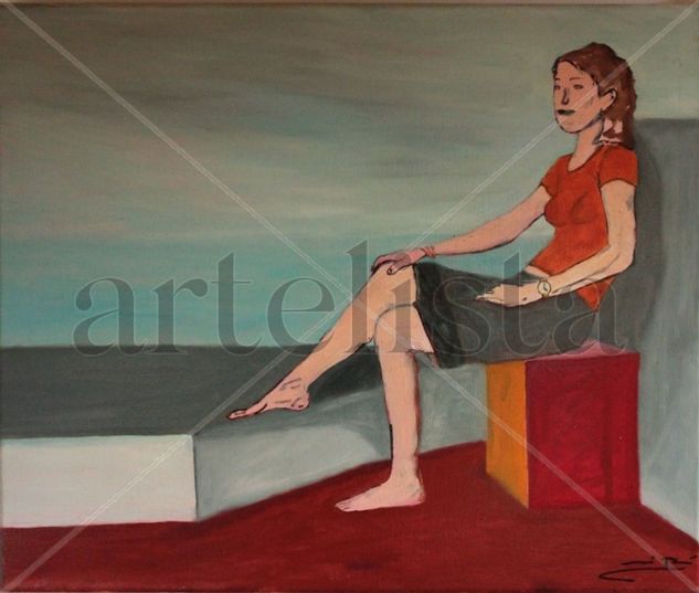 Pensamiento minimalista Oil Canvas Figure Painting