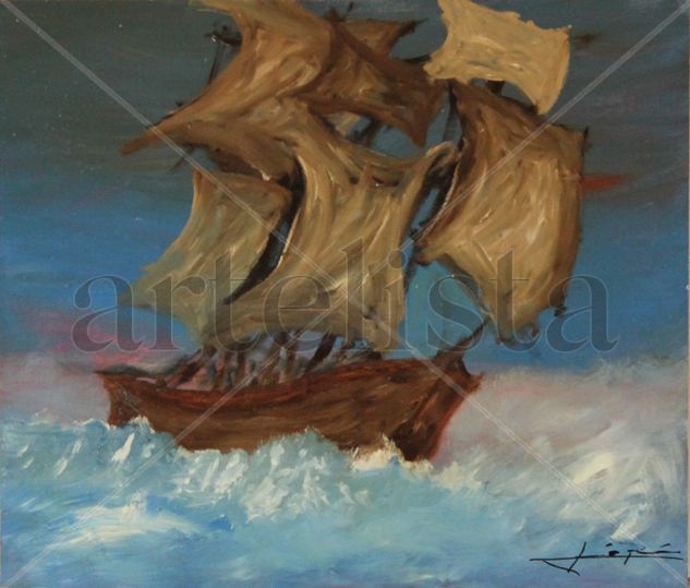 Tempestad Oil Panel Marine Painting