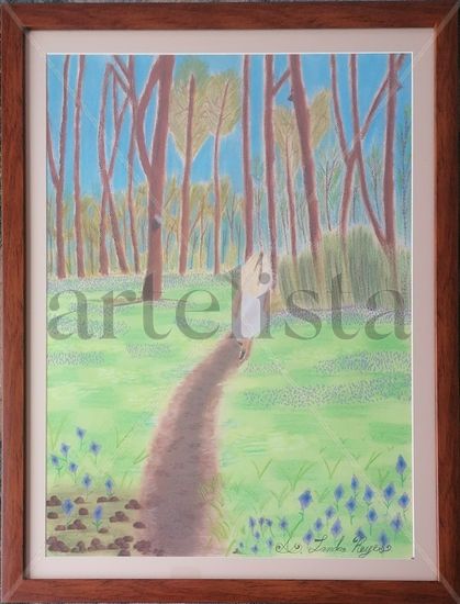 Un sendero en el bosque Pastel Card Landscaping