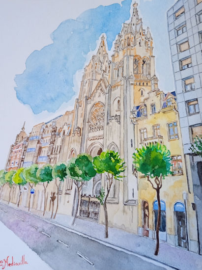 La quinta parroquia. Bilbao. Acuarela Papel Paisaje