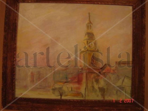 Iglesia San Fco. Oil Textile Figure Painting