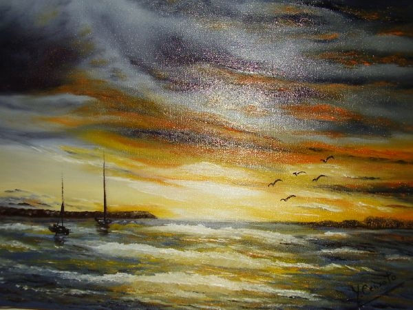 Colores de Marzo Oil Canvas Marine Painting