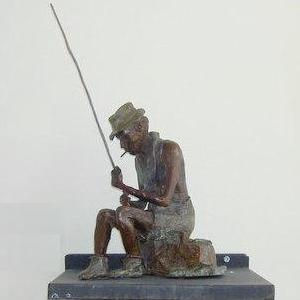 Viejo Pescador Bronce Figurativa