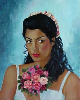 Rosas de pasión Oil Panel Portrait