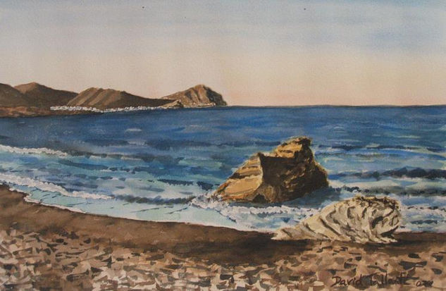 La Isleta desde Los Escullos. Watercolour Paper Marine Painting