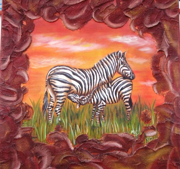 zebras Óleo Lienzo Otros