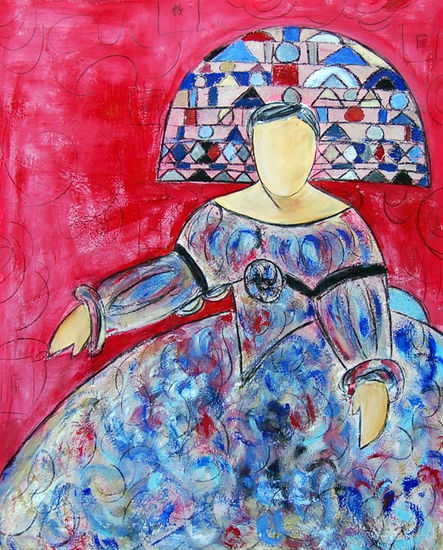 menina roja I Oil Canvas Figure Painting