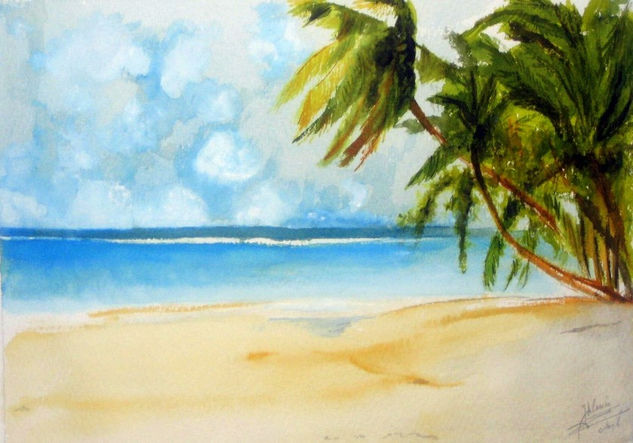 palmeras I Watercolour Paper Marine Painting