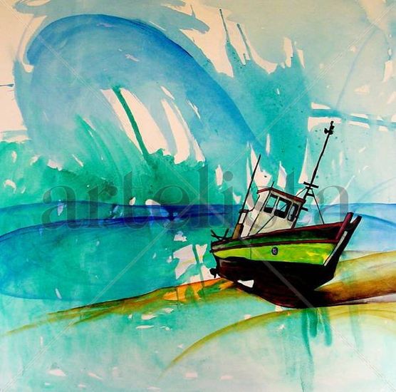 Descanso Verde Acrylic Textile Marine Painting