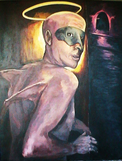 ciudadano en transcito Acrylic Canvas Figure Painting