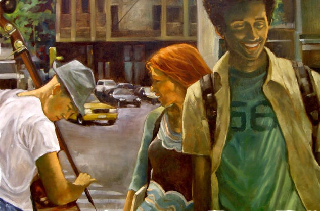 Jovenes en la calle Oil Canvas Figure Painting